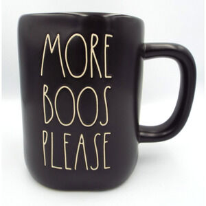 RAE DUNN Mug Black MORE BOOS PLEASE Halloween Tea Coffee Hot Chocolate Artisan